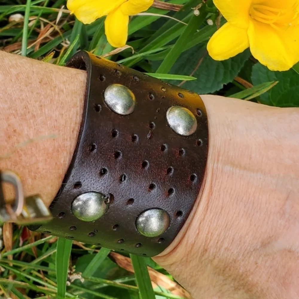 Boutique Leather studded cuff bracelet NWT